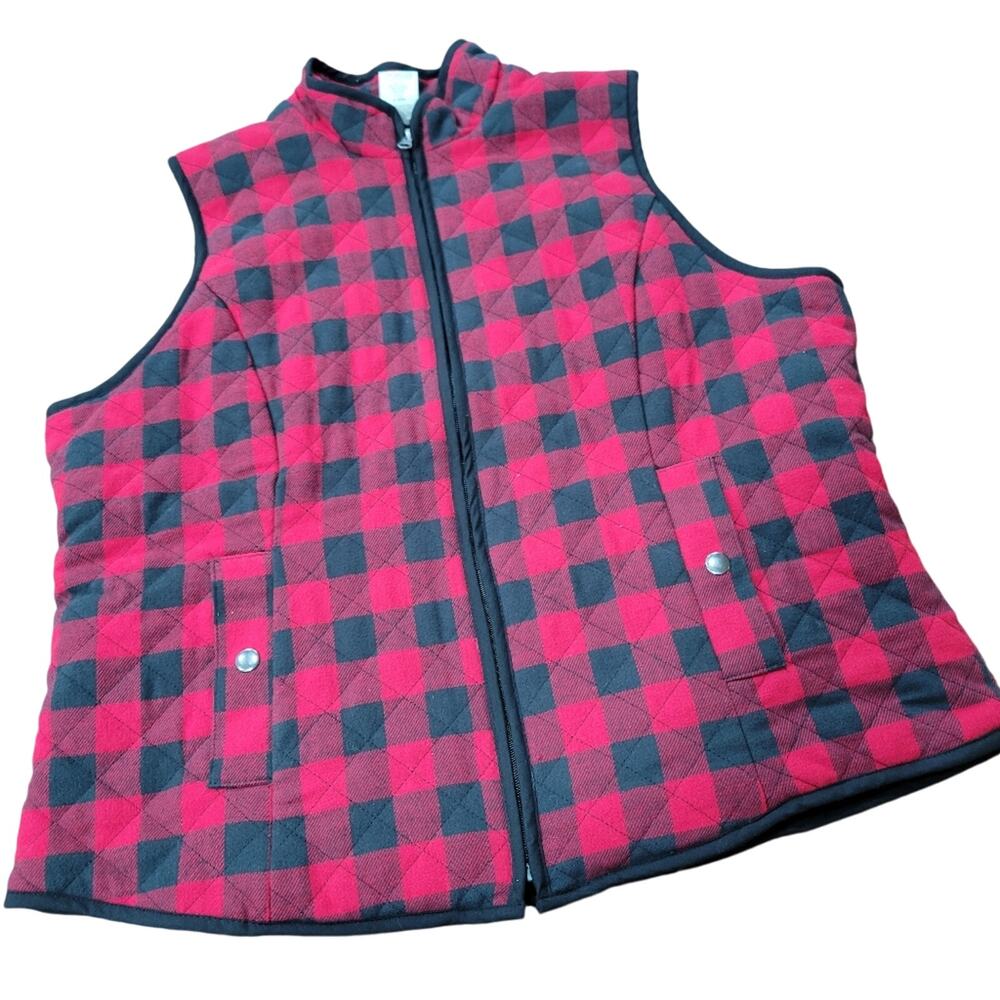 Blair Buffalo Plaid Fleece Lined Vest Size Large